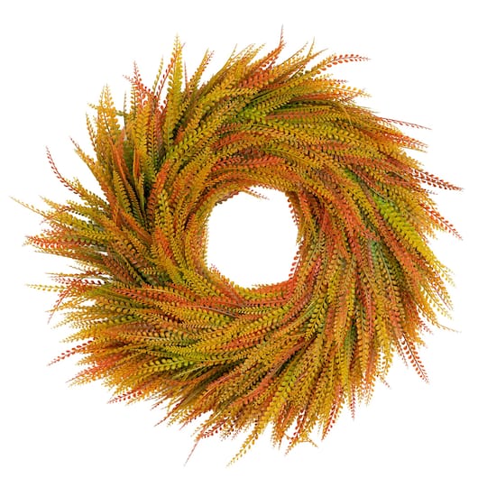 28" UV Artificial Fall Wheat Grass Wreath